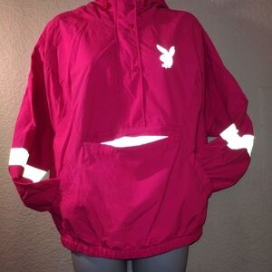 PLAYBOY by PACSUN Hot Pink Hoodie Nylon Poly size Small Reflective Logo